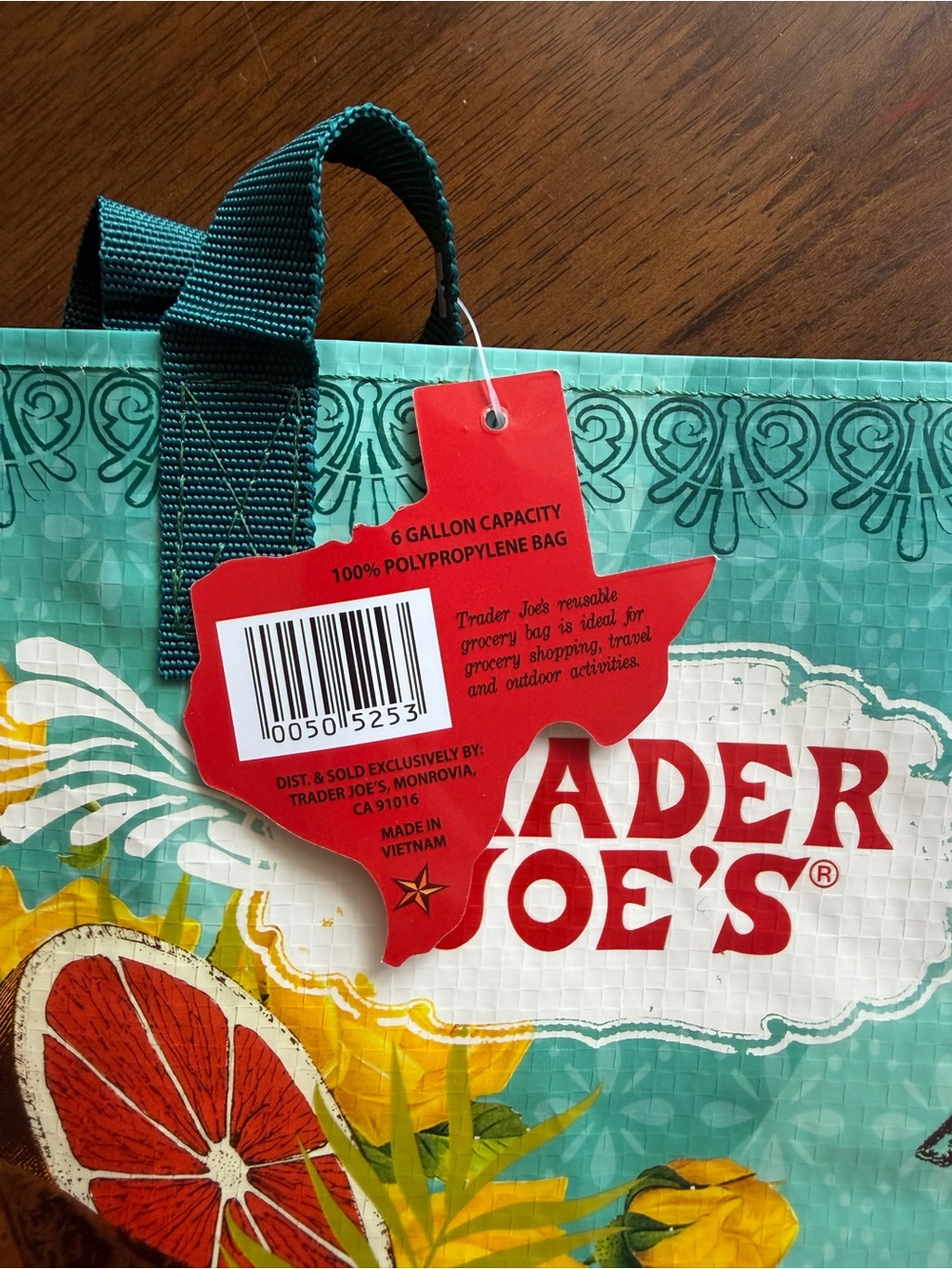NWT Trader Joe’s Texas Reusable Tote Bag Grocery Shopping Bag 6 Gallon Mystery - Picture 4 of 5